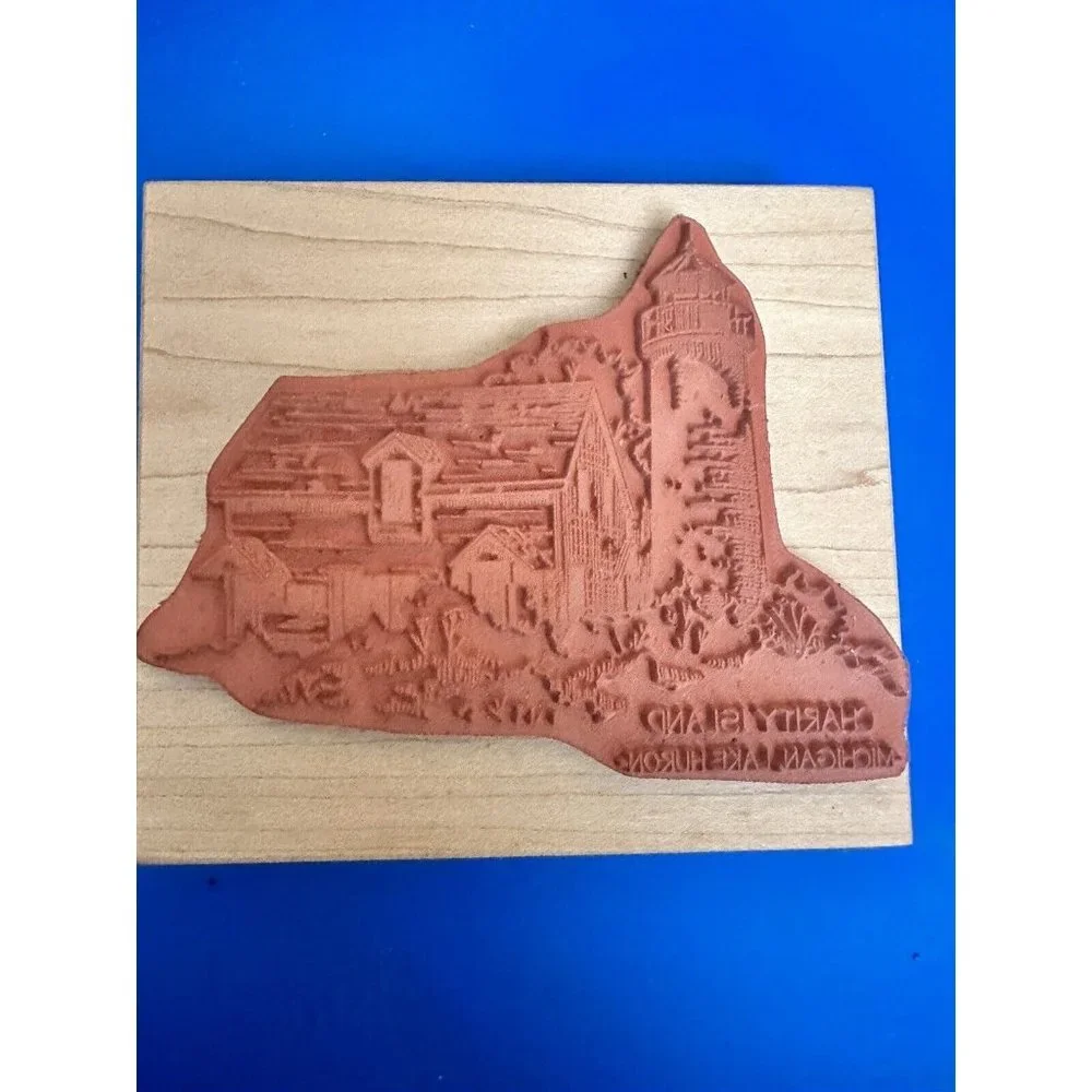 Charity Island Lighthouse Lake Huron Michigan Rubber Stamp See Pictures‎